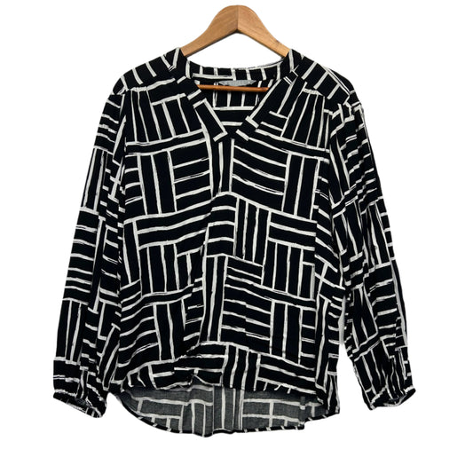 Katies Top Size 16 Black White Long Sleeve Viscose