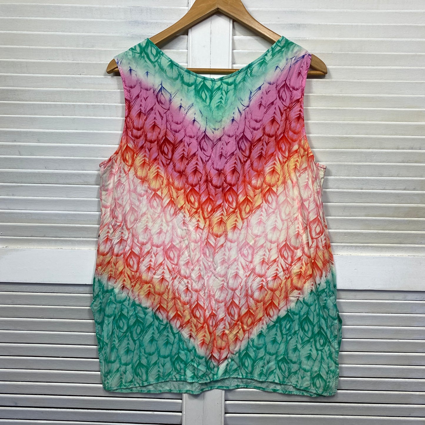 Rockmans Top Size 14 Tank Sleeveless Multicoloured Viscose