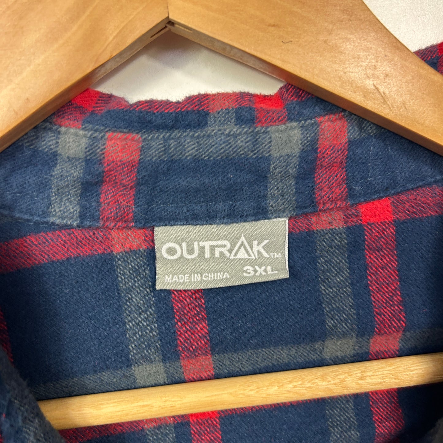 Outrak Navy, Red & Grey Plaid Flannel Shirt - Size 3XL