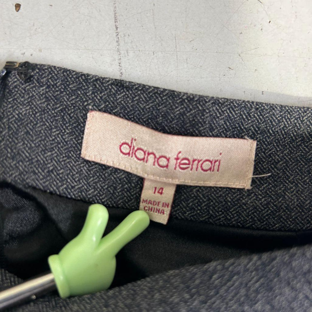 Diana Ferrari Charcoal Grey Pencil Skirt - Size 14