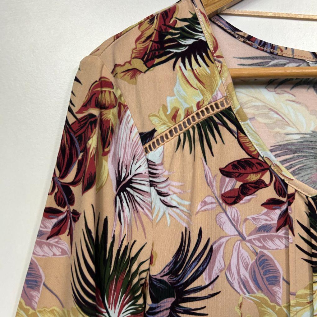 Rockmans Blush Tropical Floral Top - Size L