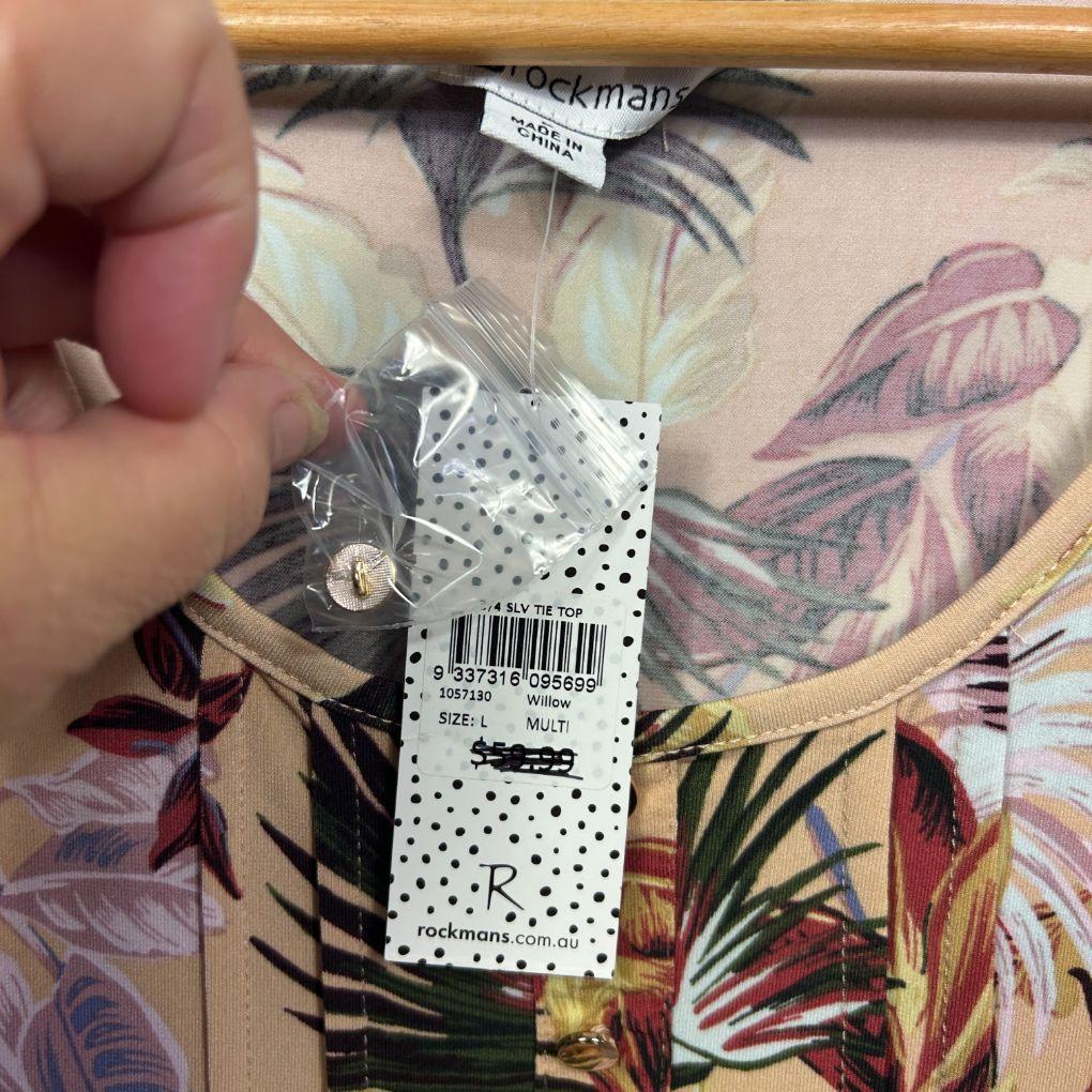 Rockmans Blush Tropical Floral Top - Size L