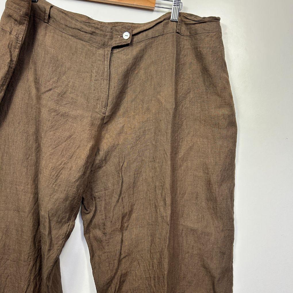 Banana Blue Brown Linen Cropped Pants - Size 20 (fault)