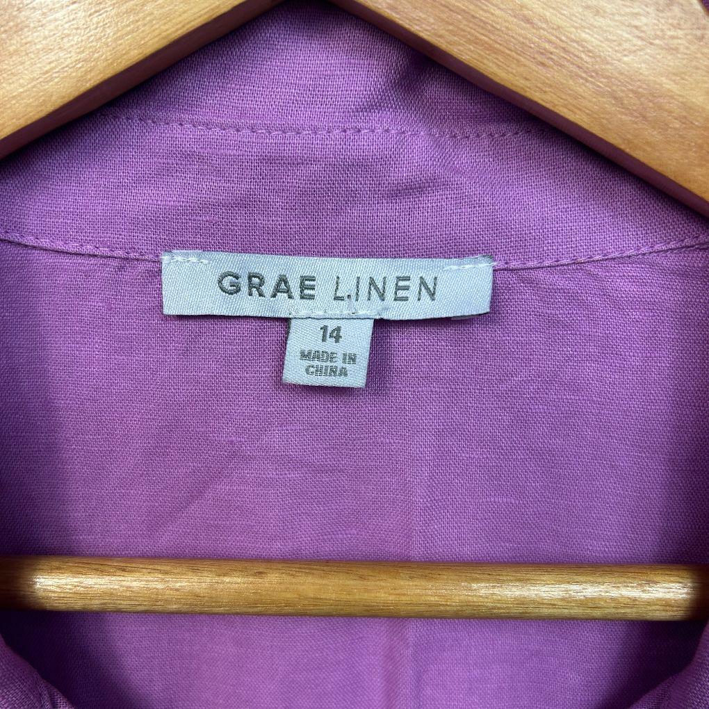 Suzanne Grae Linen Purple Linen Shirt - Size 14