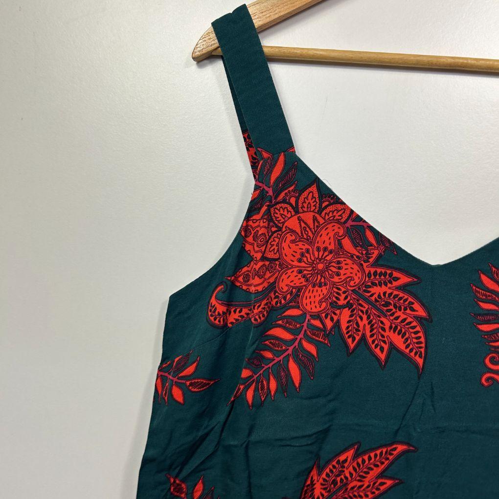 Sussan Teal Floral Sleeveless Dress - Size 14