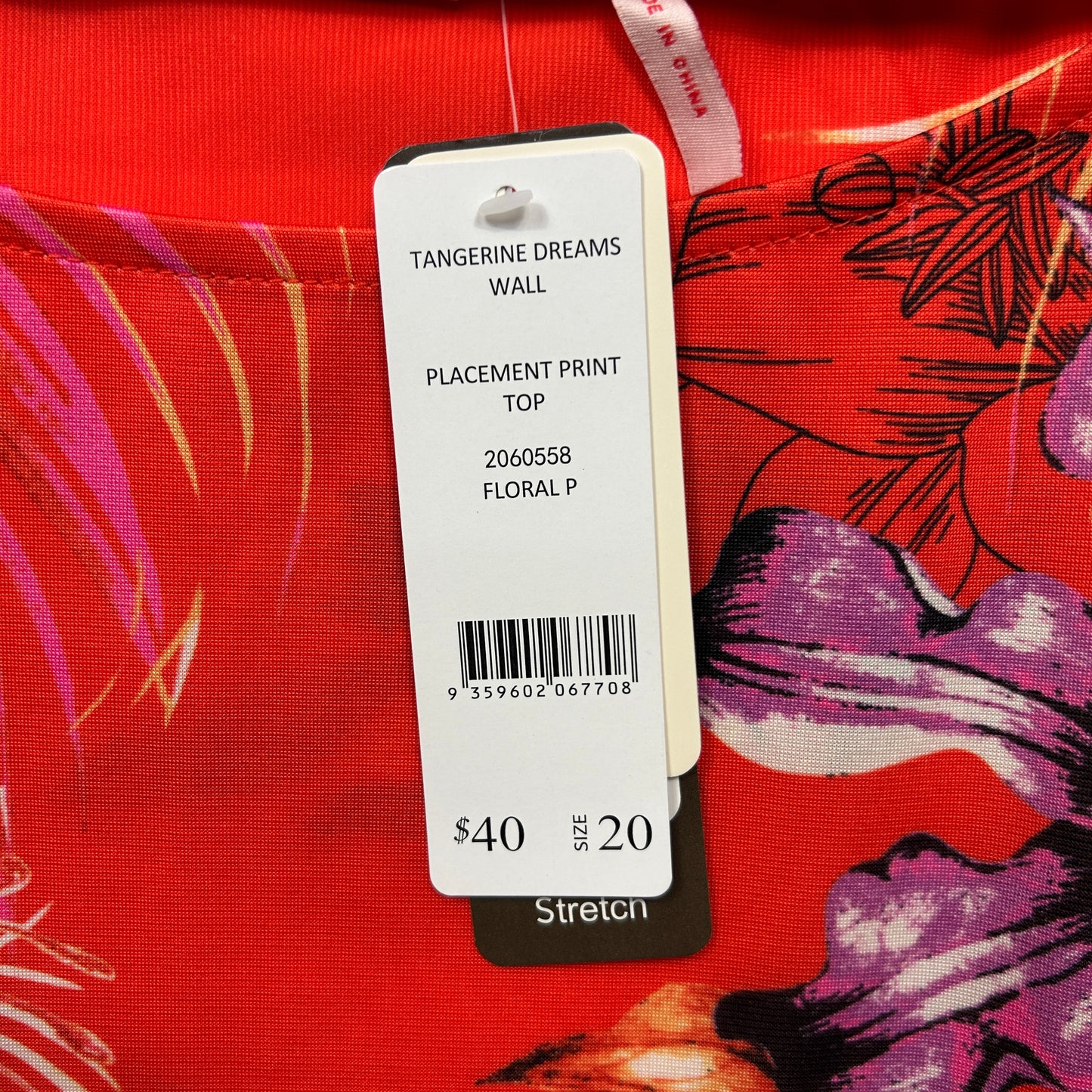 Millers Floral Print Top Size 20 Red Short Sleeve New