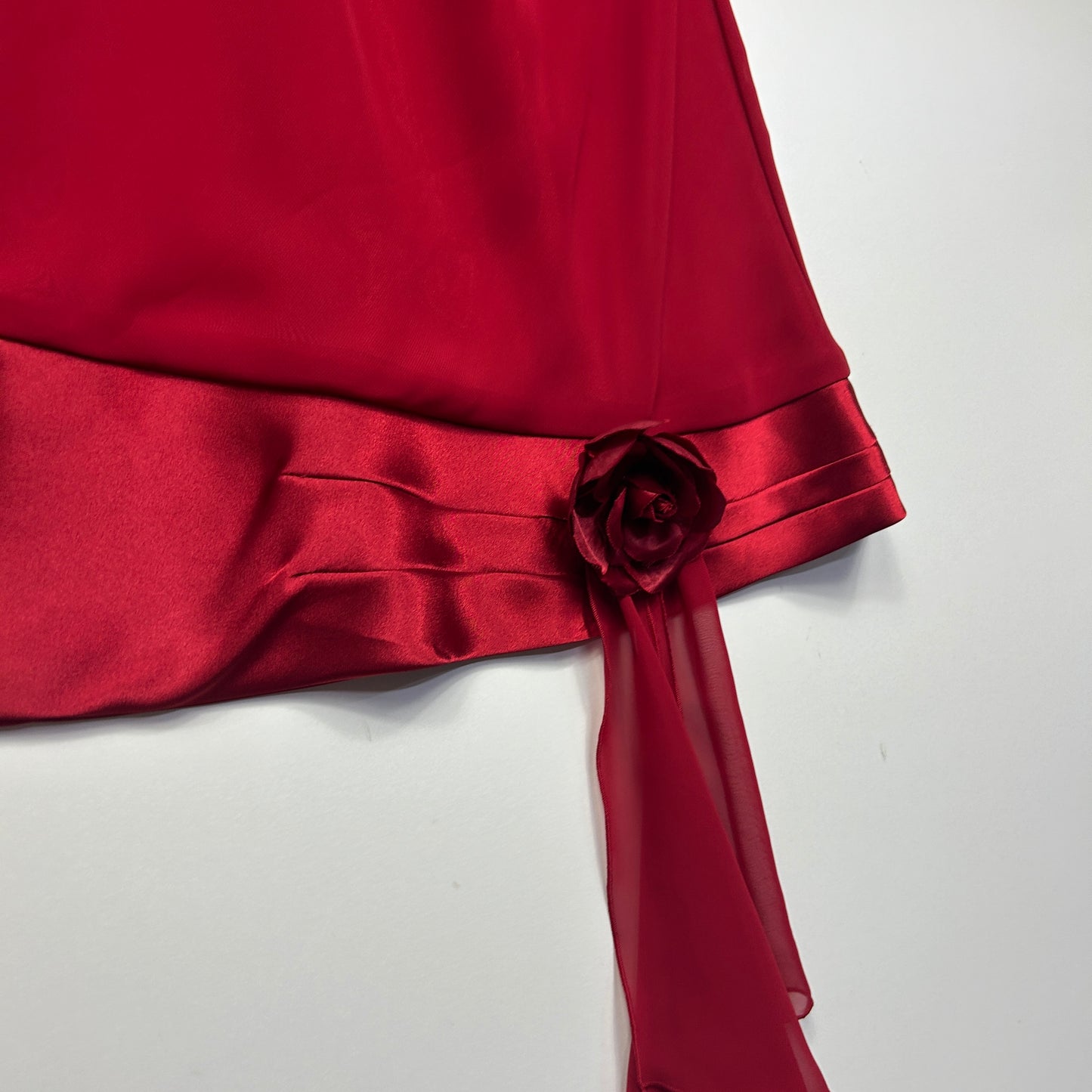 Eve Hunter Burgundy Satin Trim Top with Rosette Detail - Size 16