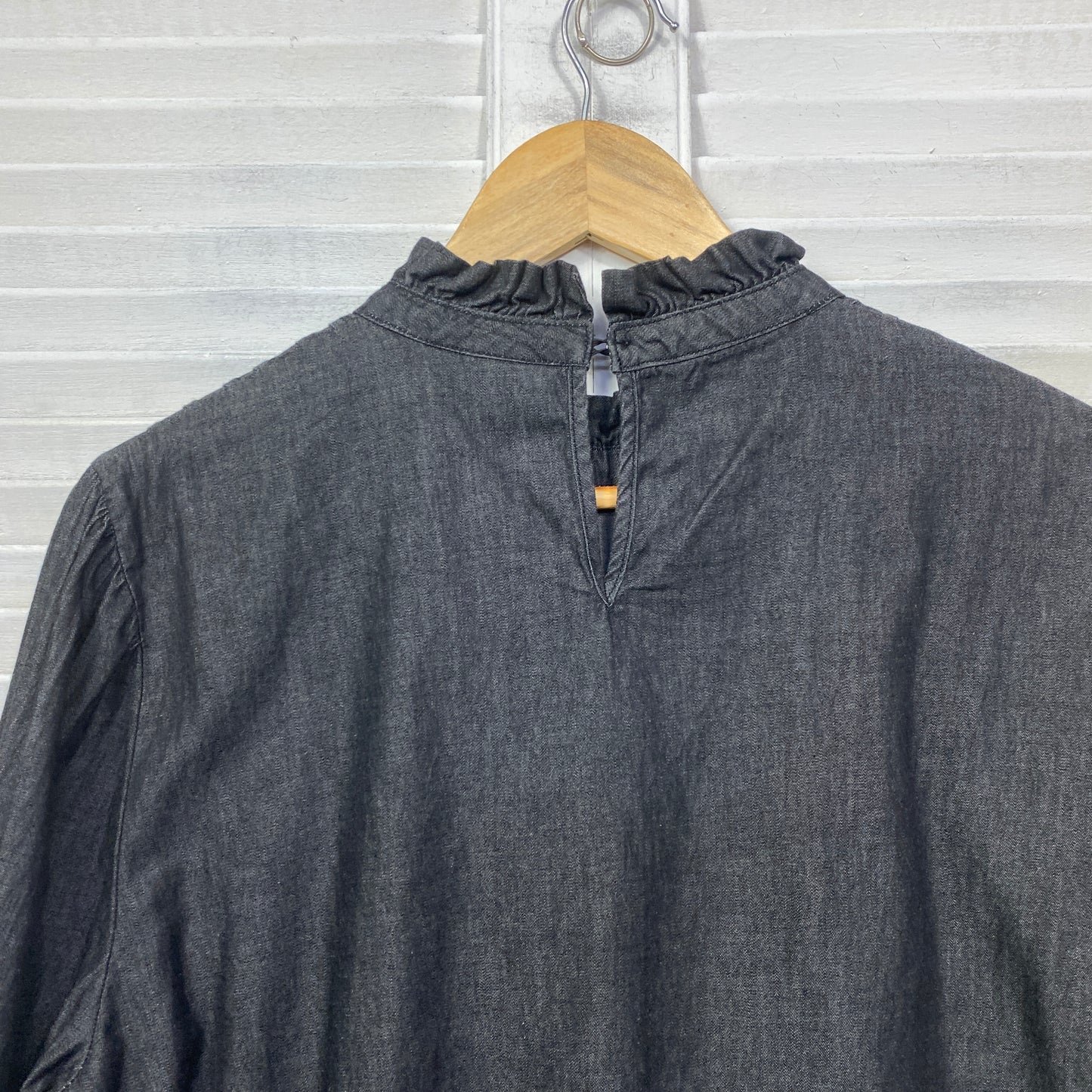 Vero Moda Denim Top Size XL Black Long Sleeve Pleated Cotton