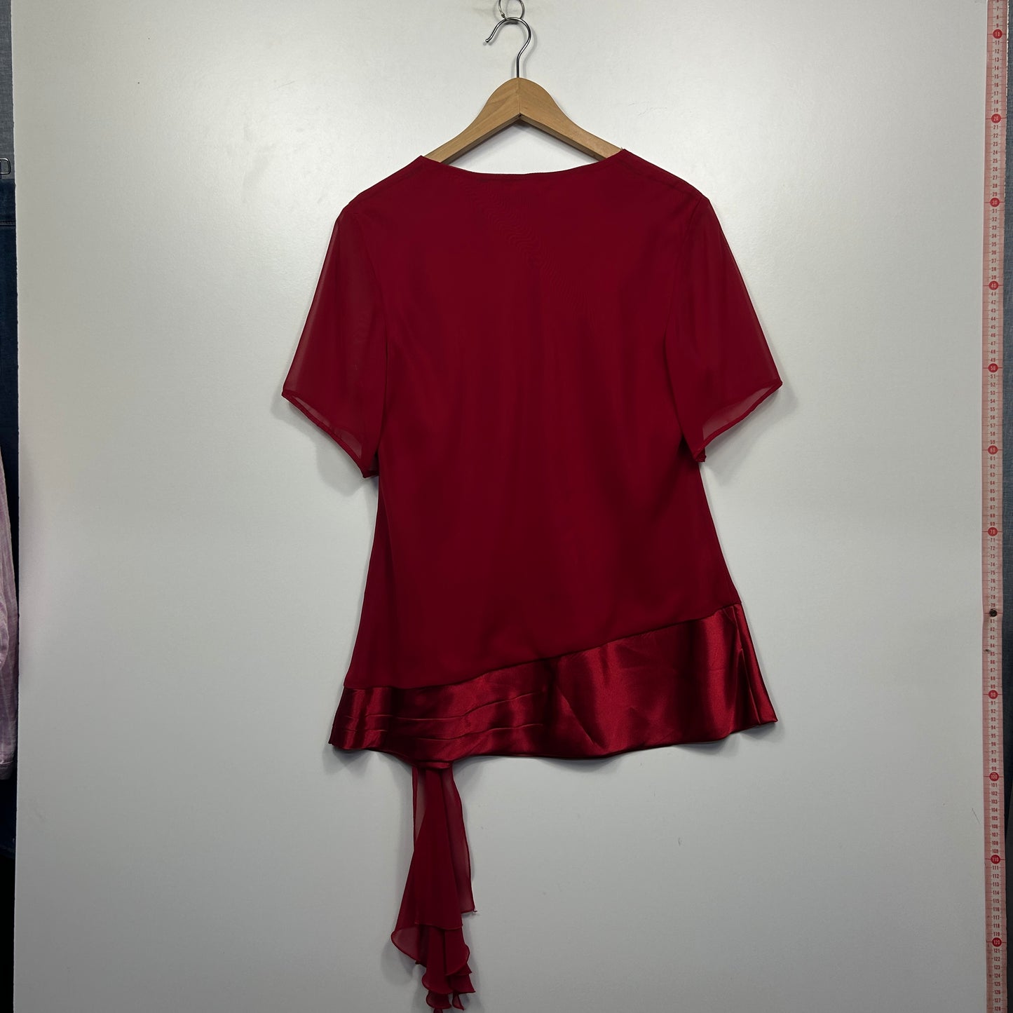 Eve Hunter Burgundy Satin Trim Top with Rosette Detail - Size 16