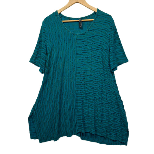 Taking Shape Top Size 16 Small Plus Teal Short Sleeve Textured