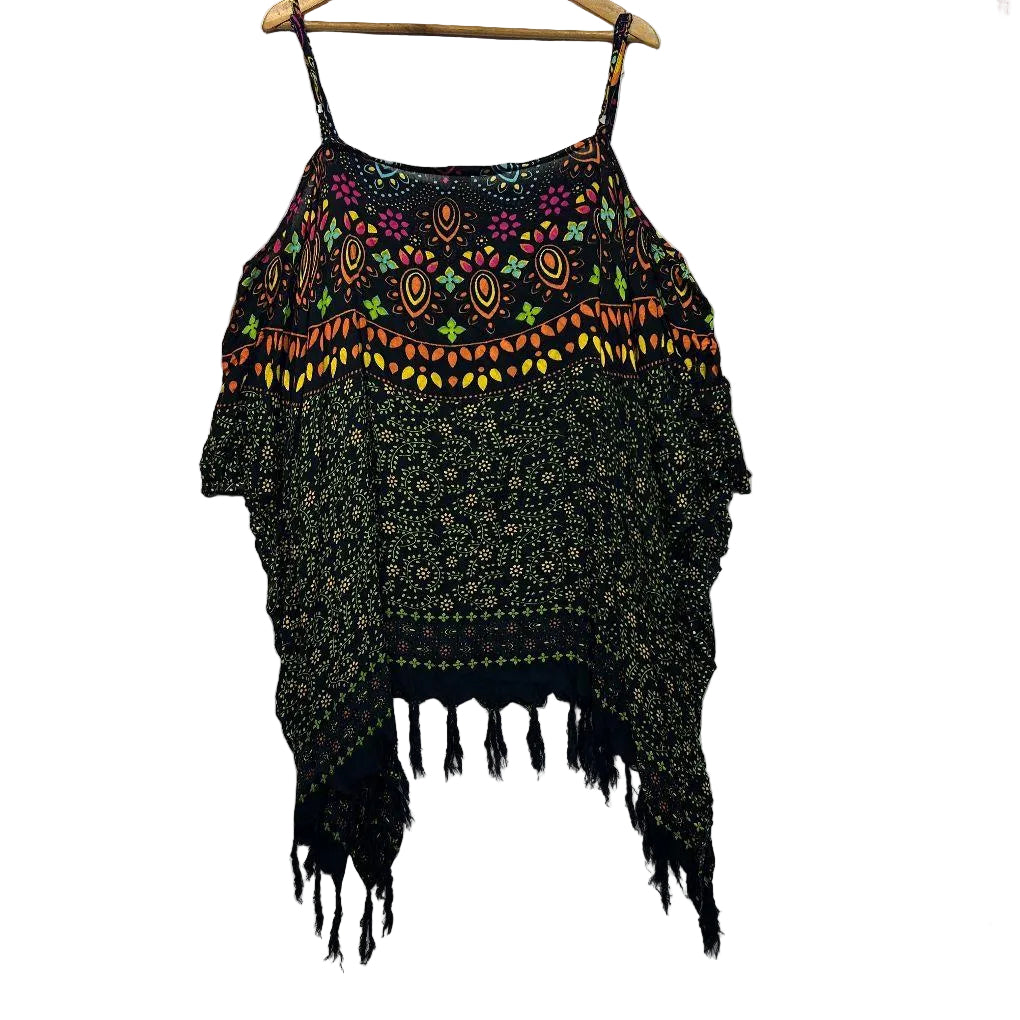 Mayyada Bazaar Black Multicoloured Boho Top - One Size