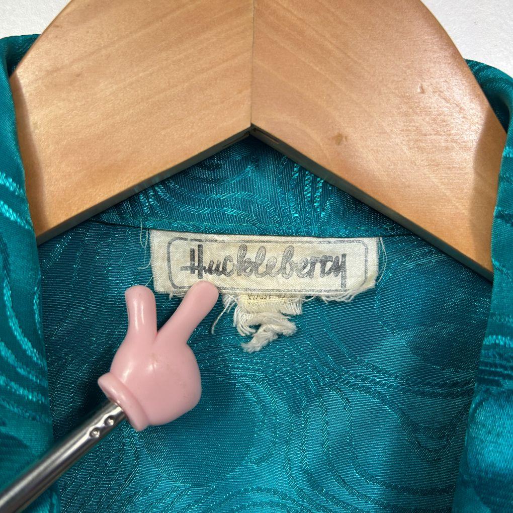 Vintage Huckleberry Teal Satin Shirt - Size 12