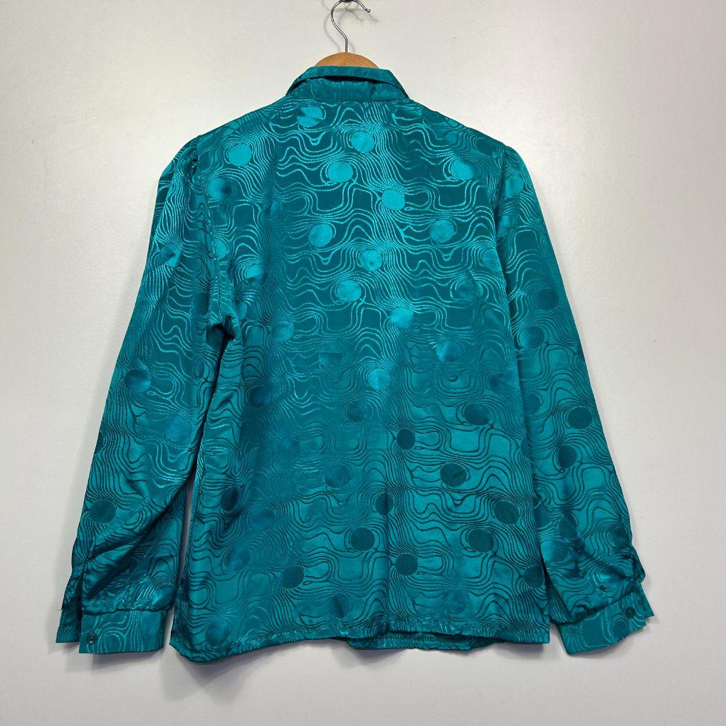 Vintage Huckleberry Teal Satin Shirt - Size 12