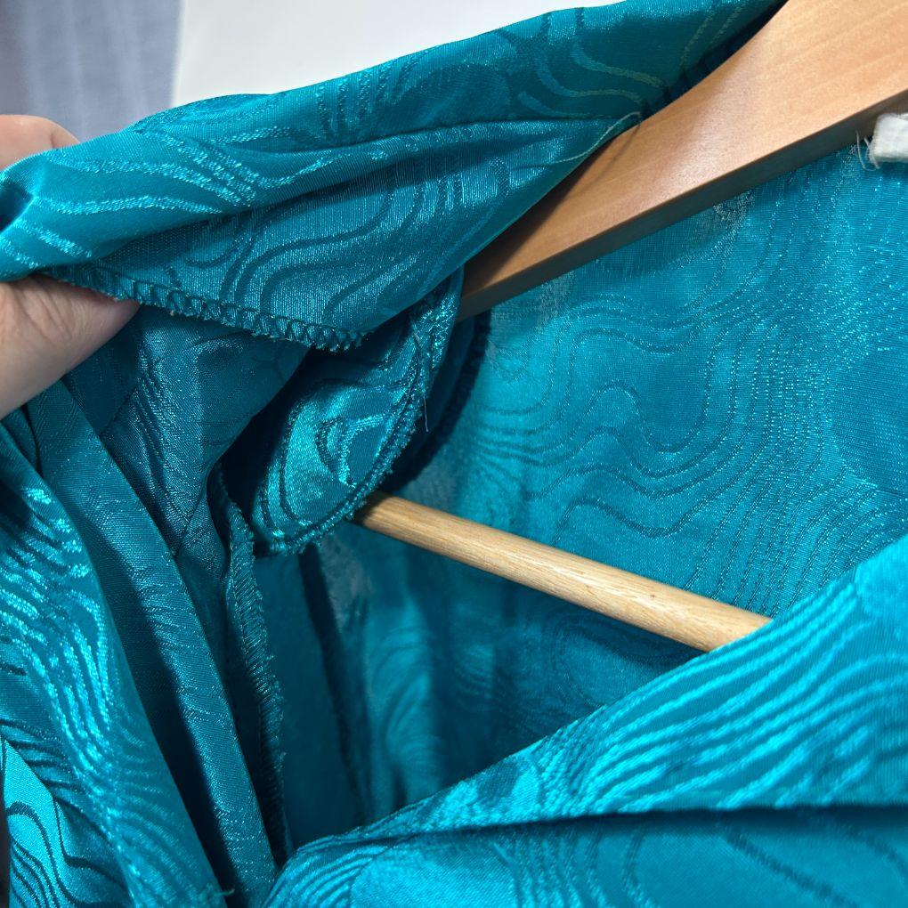 Vintage Huckleberry Teal Satin Shirt - Size 12
