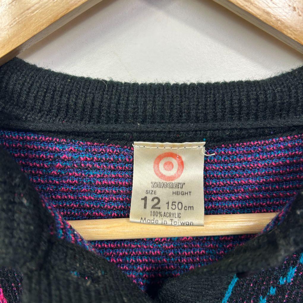 Vintage Target Black Multicolour Rose Knit Sweater - Size 12
