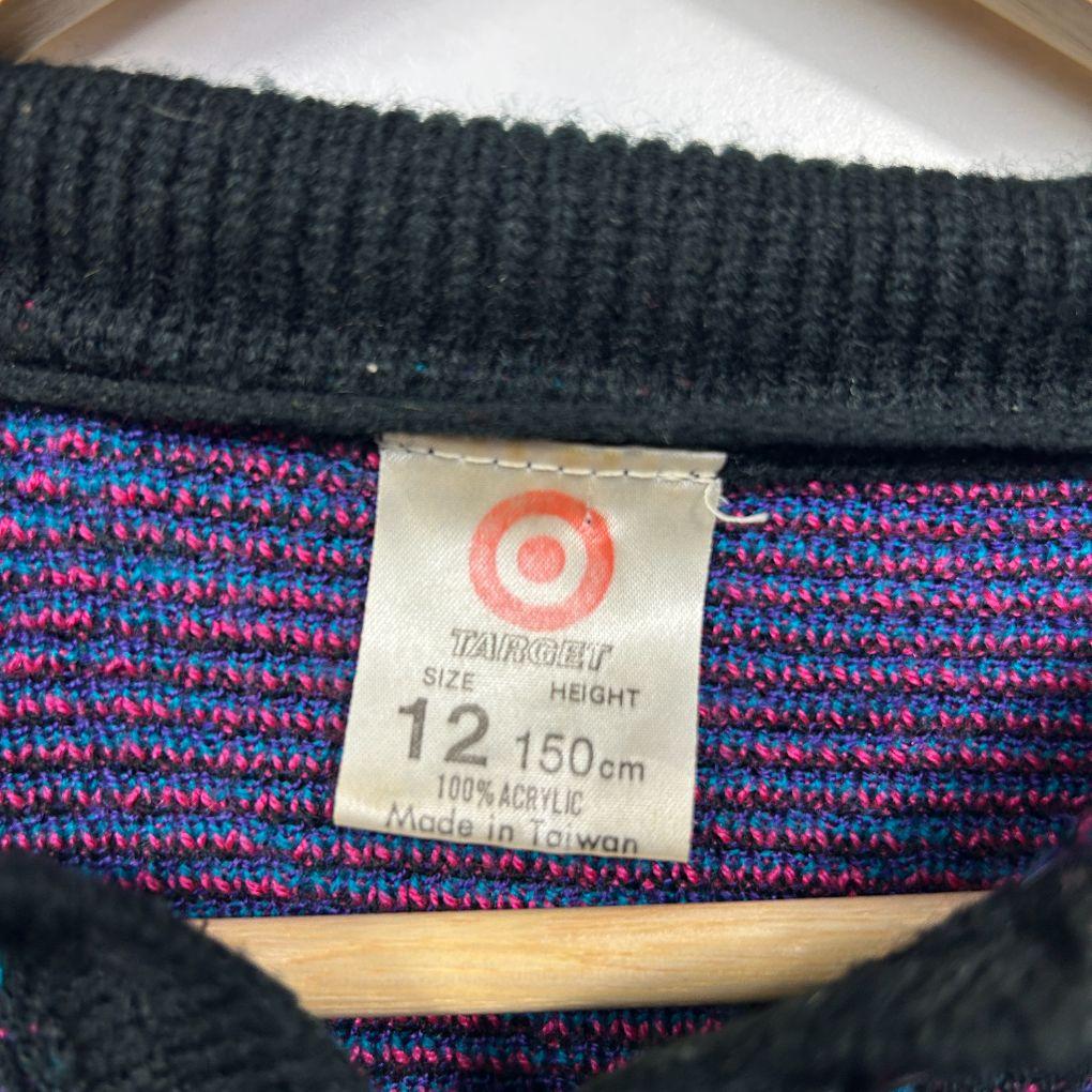 Vintage Target Black Multicolour Rose Knit Sweater - Size 12