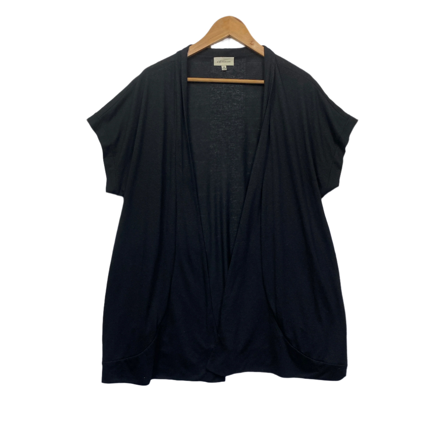 Autograph Top Size 18 Black Shrug Short Sleeve Linen Blend