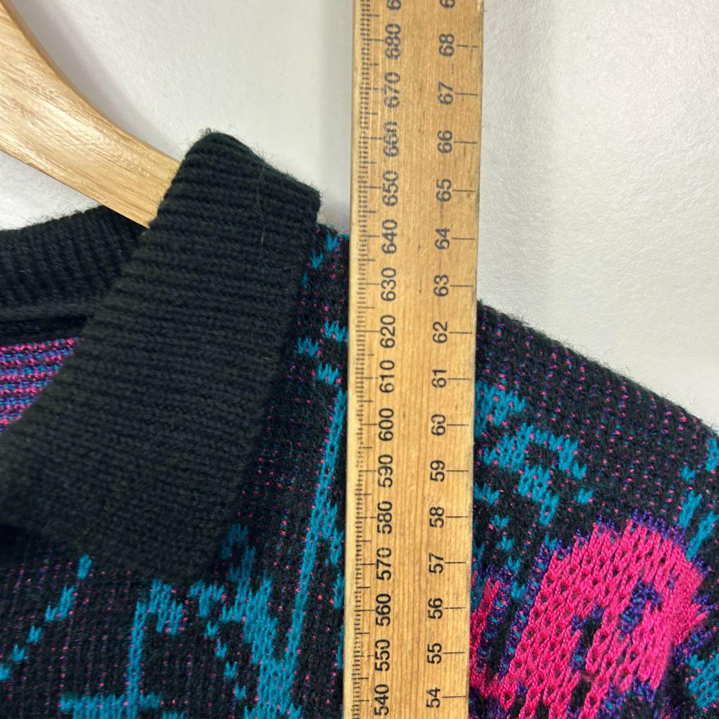 Vintage Target Black Multicolour Rose Knit Sweater - Size 12