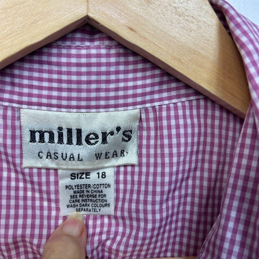 Vintage Miller's Gingham Check Pink Shirt - Size 18