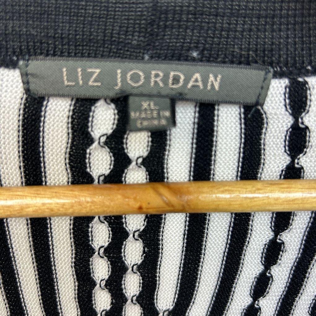 Liz Jordan Black & White Textured Cardigan - Size XL