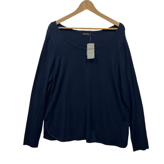 Crossroads Knit Top Jumper Size 16 Navy Long Sleeve New