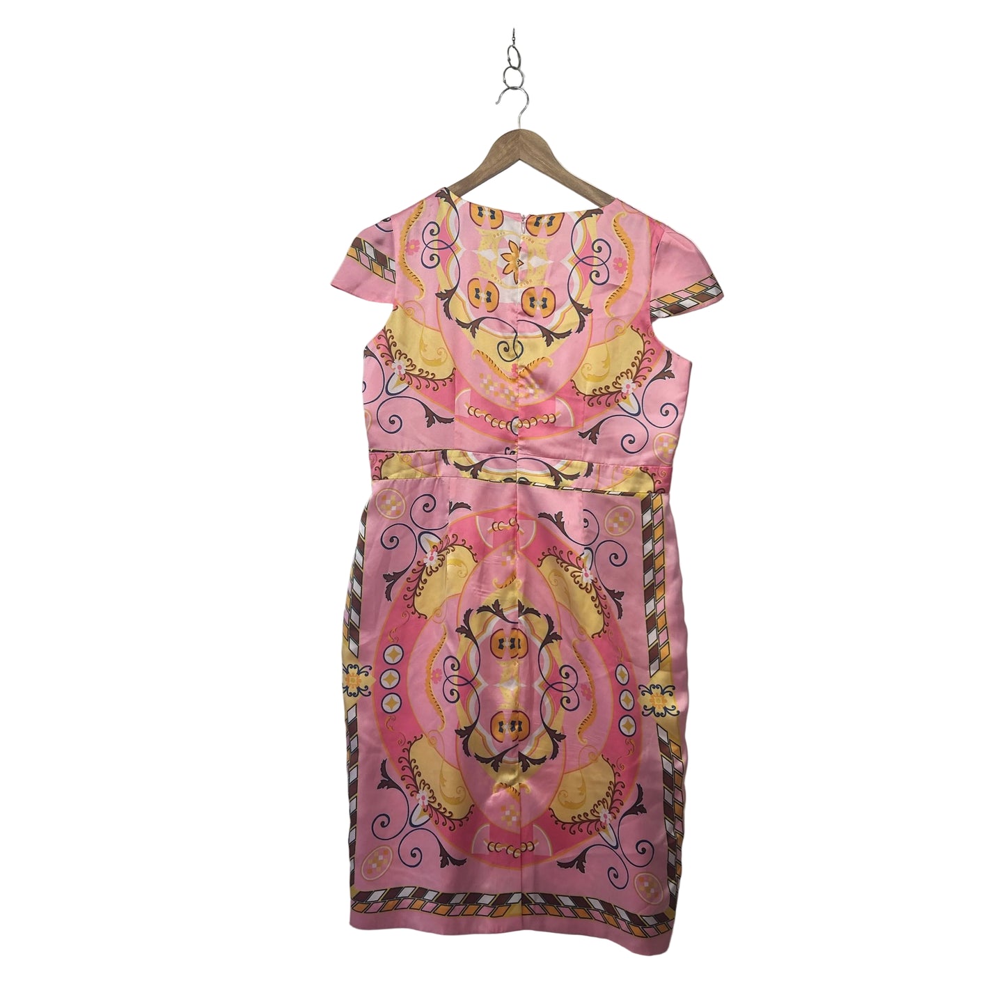 RSVP Perri Cutten Pink Printed Cap Sleeve Dress - Size 18