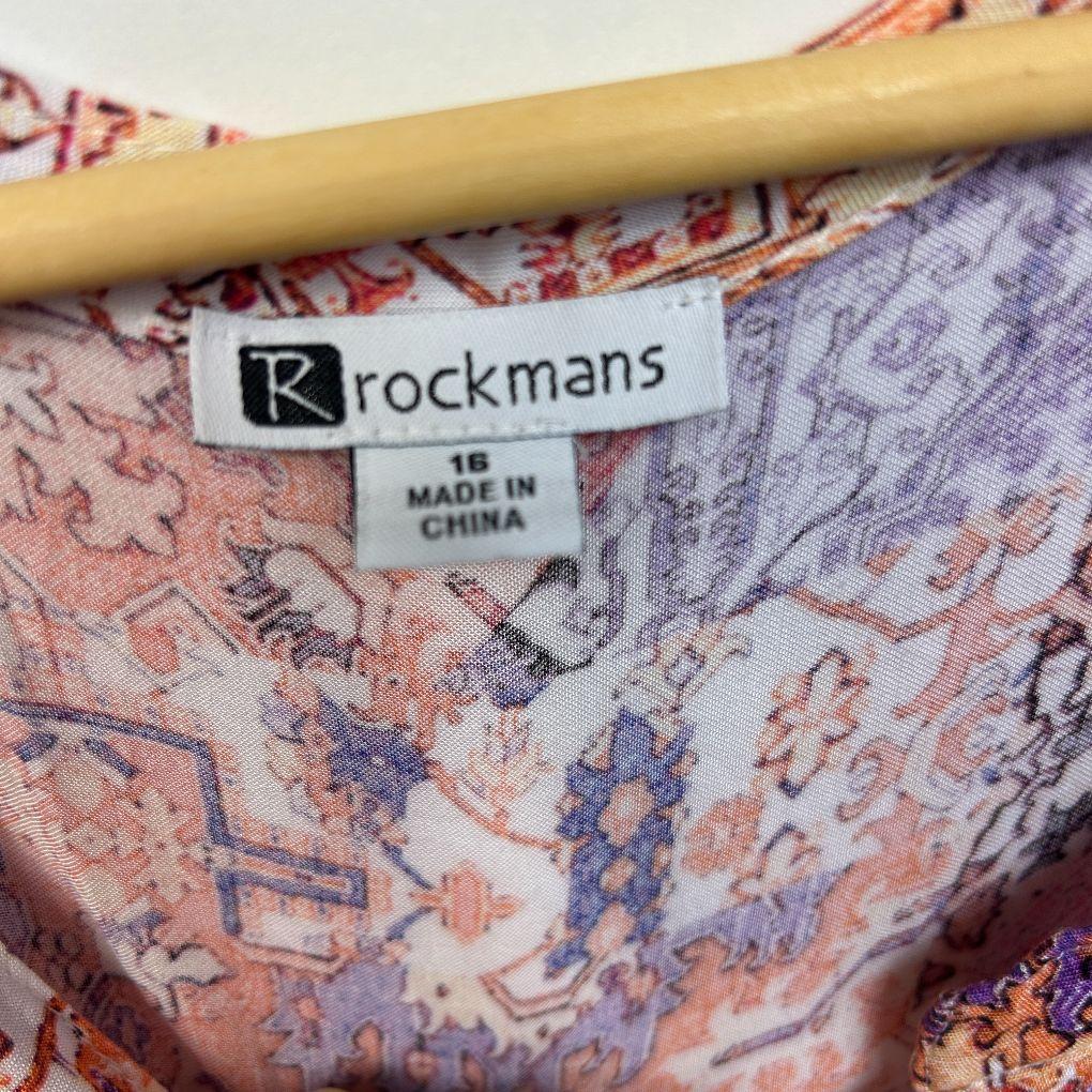Rockmans Orange Multicoloured Dress - Size 16