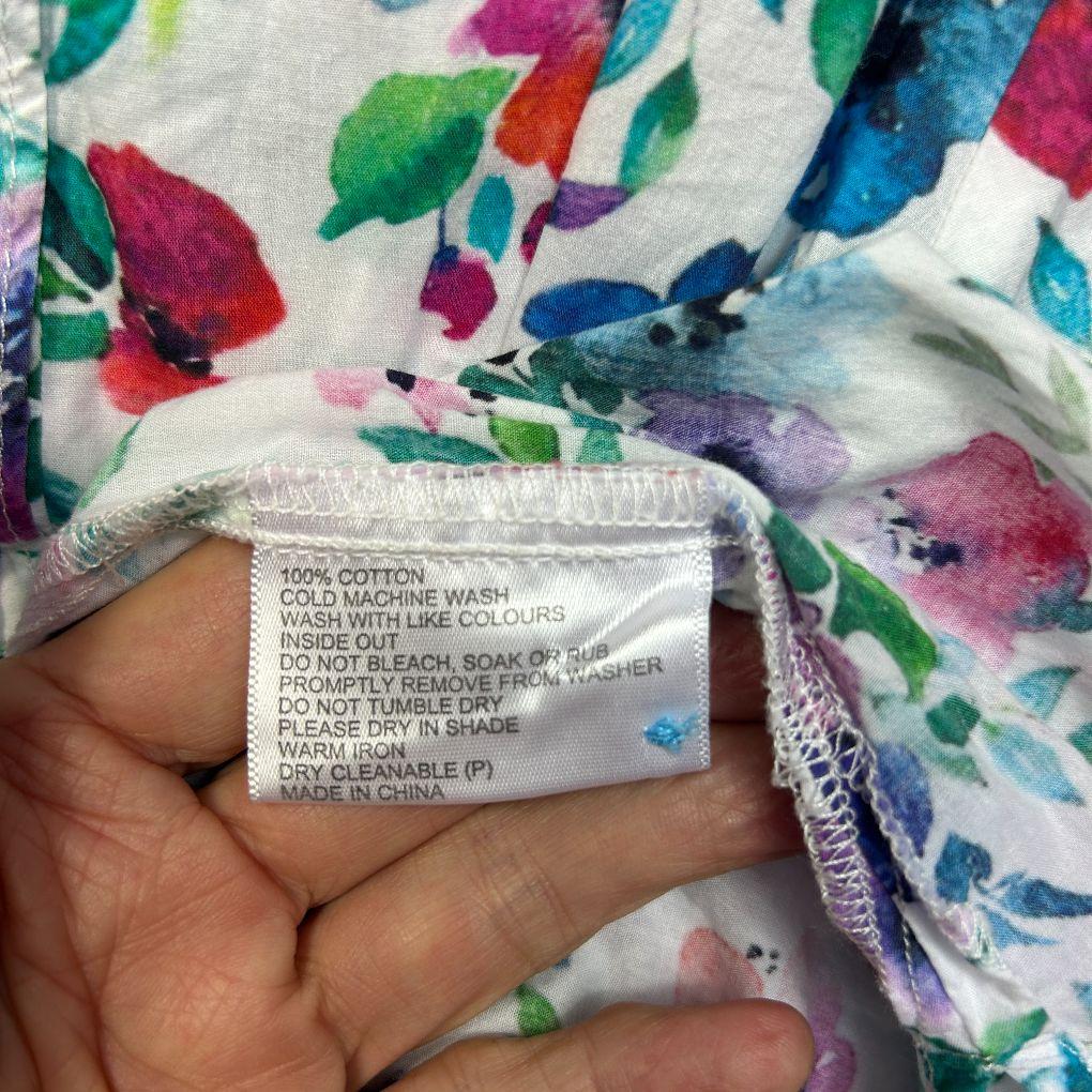 Black Pepper White Multicoloured Cotton Top - Size 18