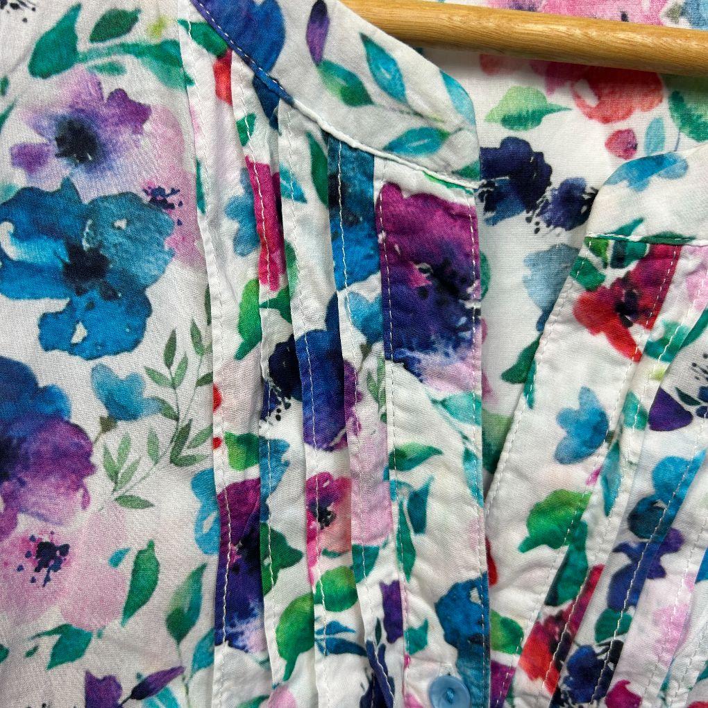 Black Pepper White Multicoloured Cotton Top - Size 18