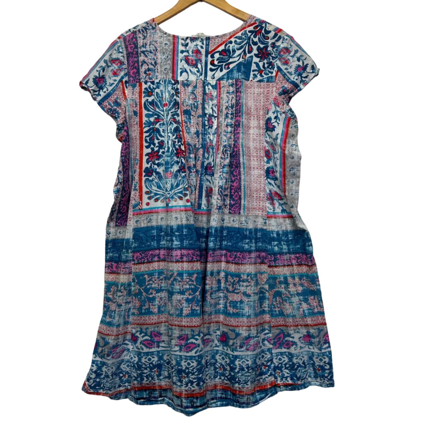Orientique Multicoloured Print Tunic Boho Dress - Size 16