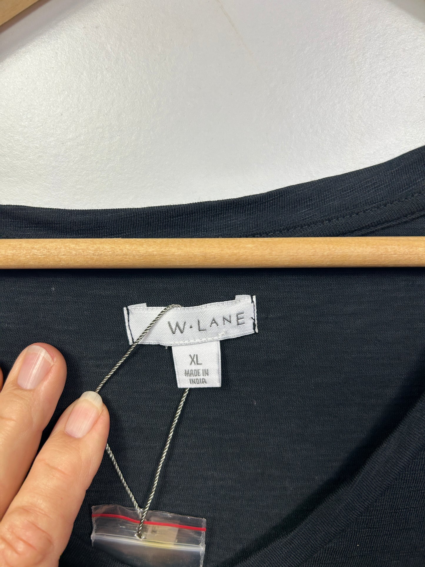 W Lane Black Short Sleeve Top with Side Tie - Size XL