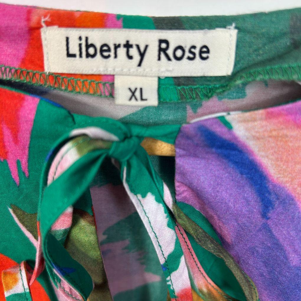 Liberty Rose Green Multicoloured Cotton Dress - Size XL
