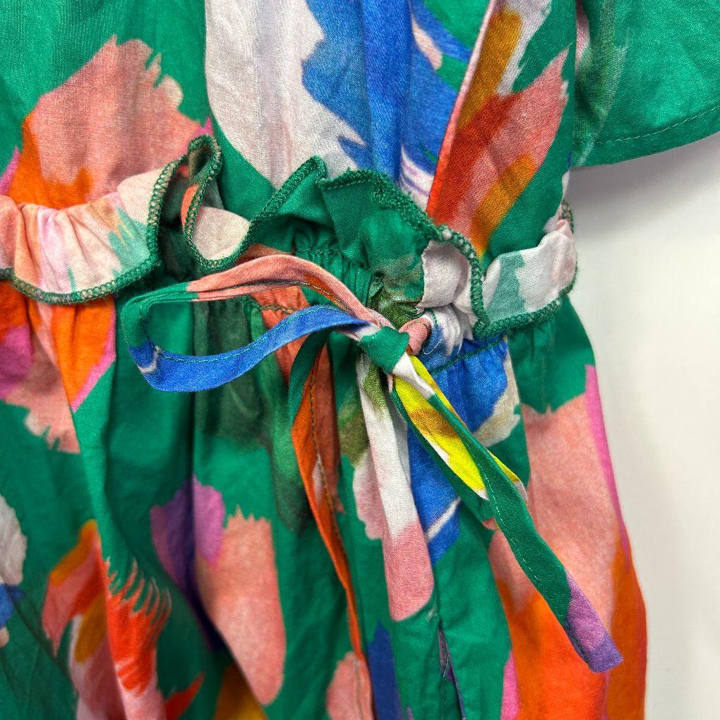 Liberty Rose Green Multicoloured Cotton Dress - Size XL