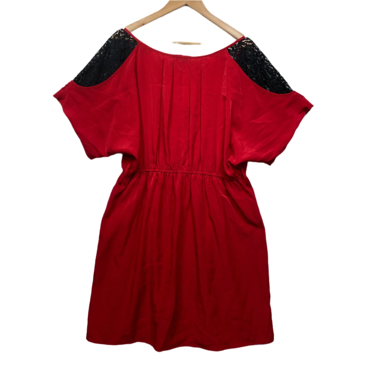 City Chic Dress Size 18 Plus Medium Red Short Sleeve Lace Trim