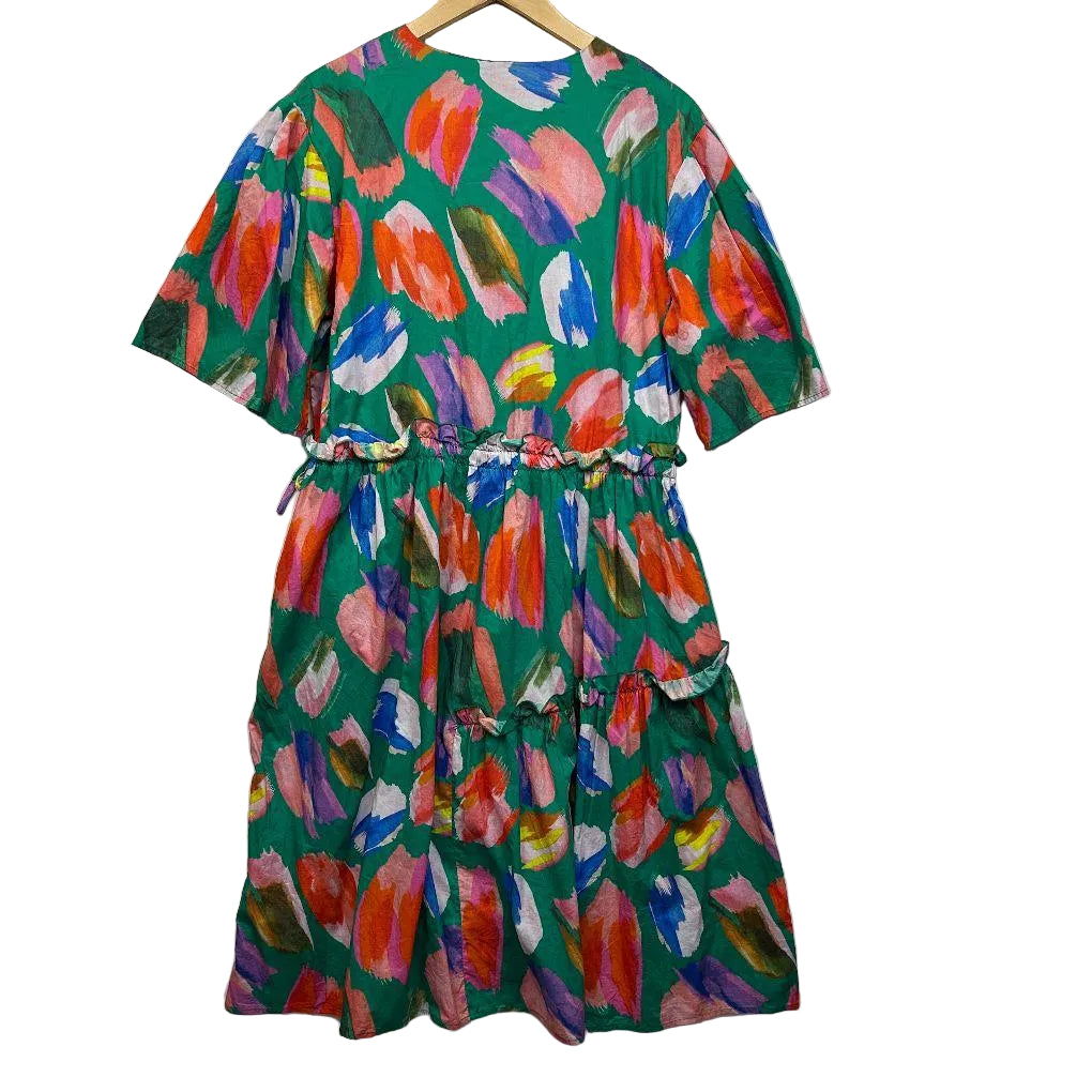 Liberty Rose Green Multicoloured Cotton Dress - Size XL