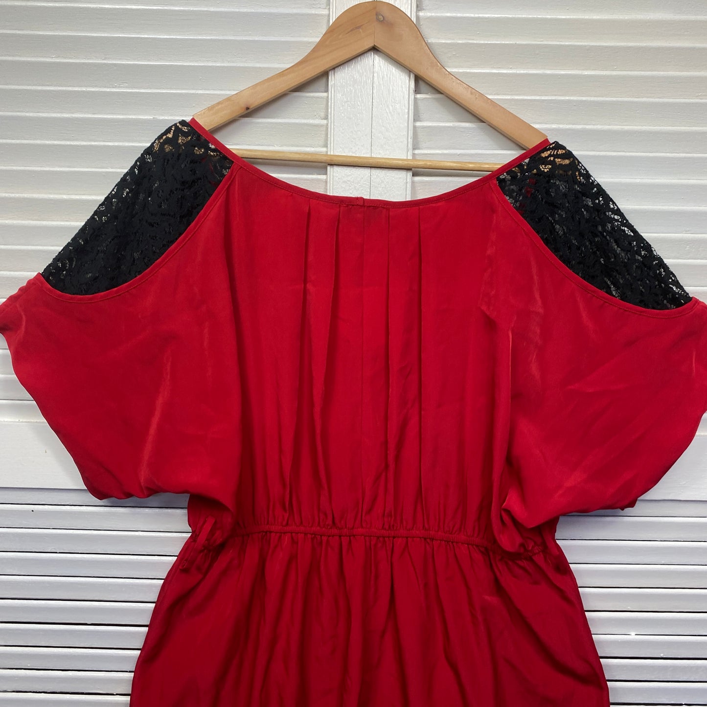 City Chic Dress Size 18 Plus Medium Red Short Sleeve Lace Trim