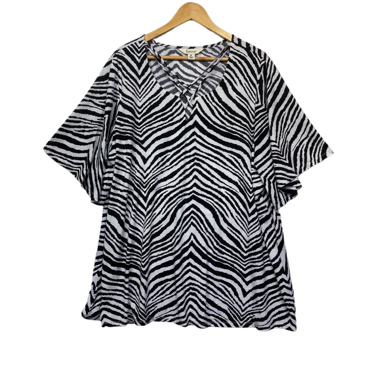 Beme Tunic Top Size 18 Plus Medium Black White