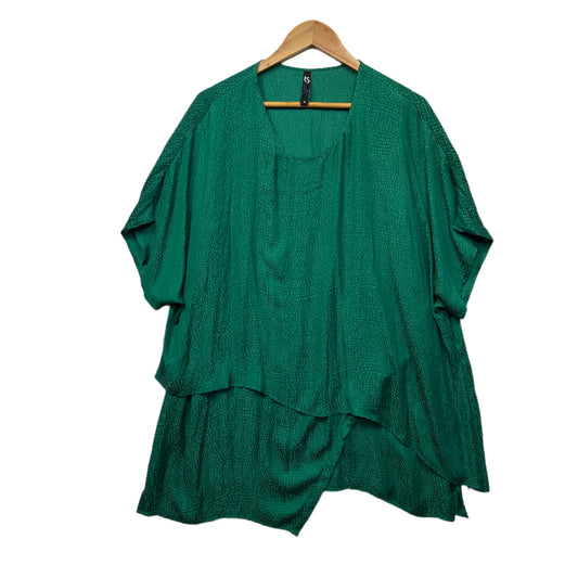 Taking Shape Tunic Top Size 16 Green Short Sleeve