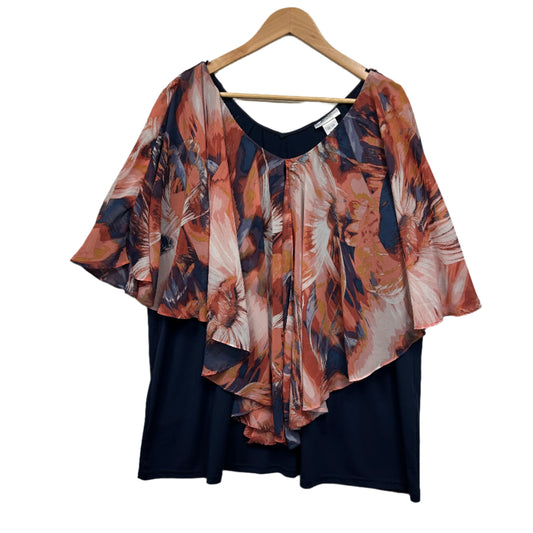 Avenue Top Size 22 24 Short Sleeve Sheer Overlay