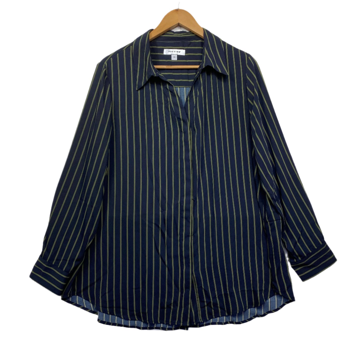 Preview Top Size 18 Long Sleeve Navy Striped Button Up Office