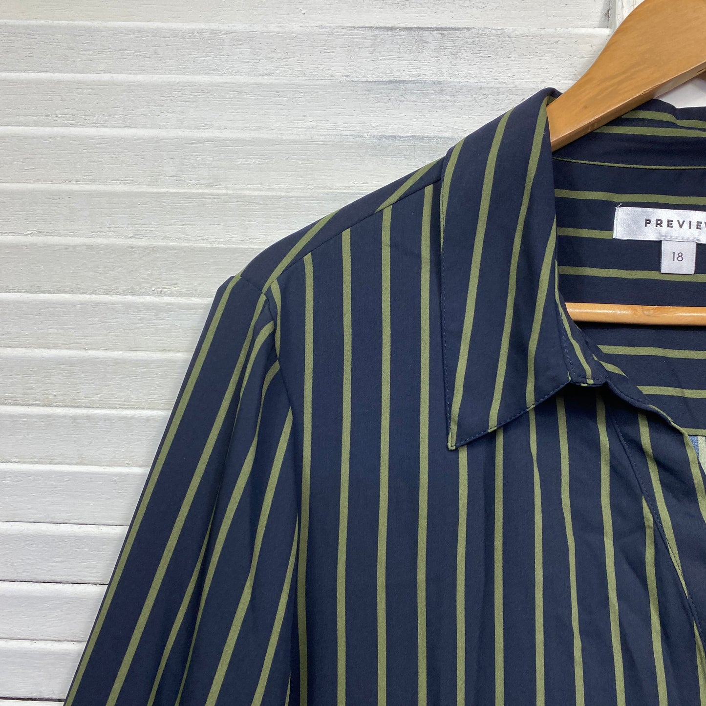 Preview Top Size 18 Long Sleeve Navy Striped Button Up Office