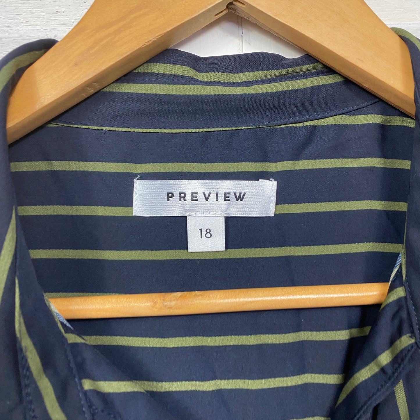 Preview Top Size 18 Long Sleeve Navy Striped Button Up Office