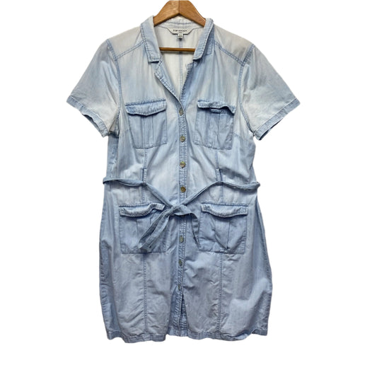 Forever New Denim Dress Size 16 Button Up Belted Faded Wash