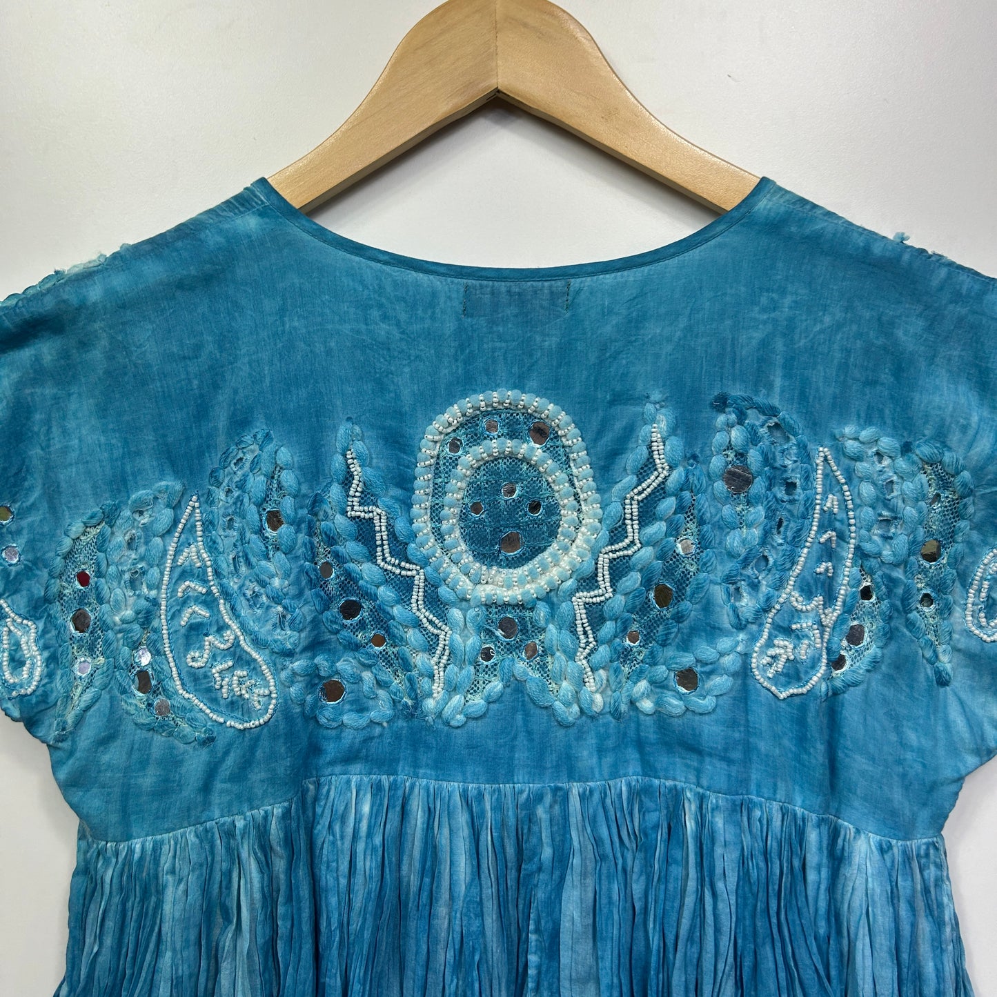 Ruby Yaya Top Size 12 14 Blue Embroidered Open Front