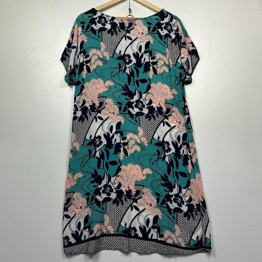 Quelque Teal Multicolour Floral Dress - Size 18