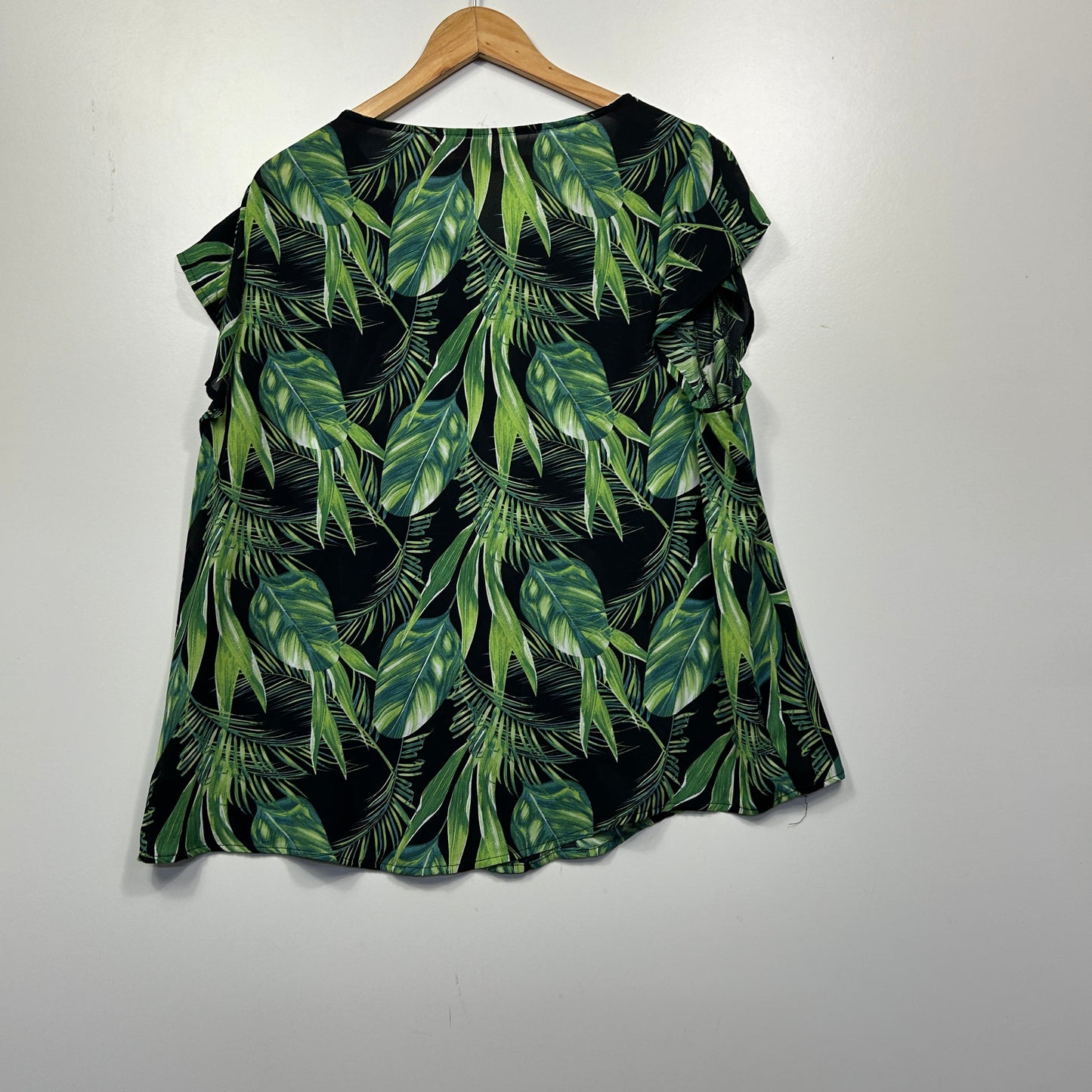 Millers Black Green Palm Leaf Print Top - Size 20