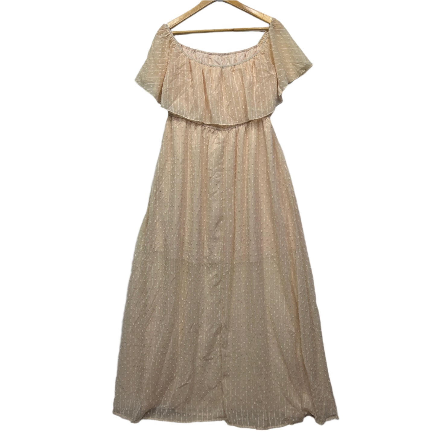 Shein Dress Size 14 16 XL Biege Sheer Overlay