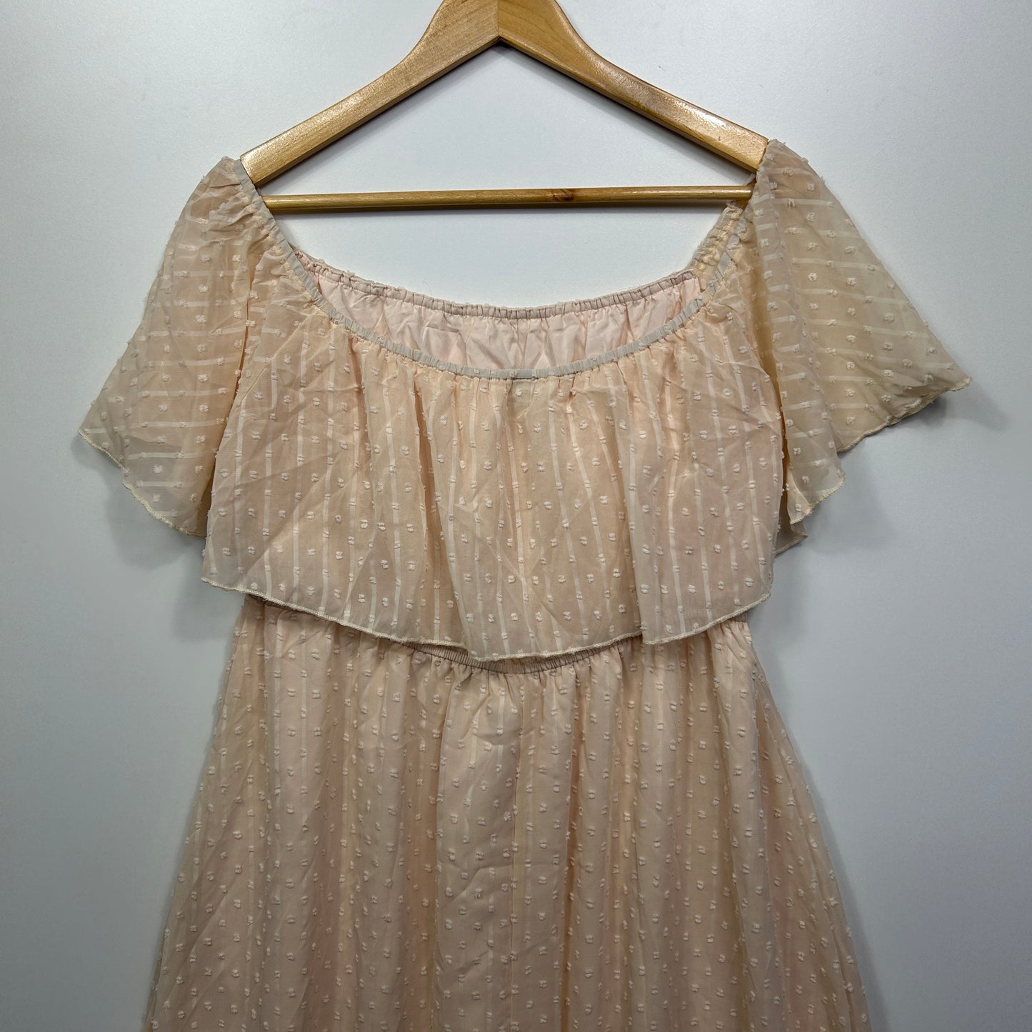 Shein Dress Size 14 16 XL Biege Sheer Overlay