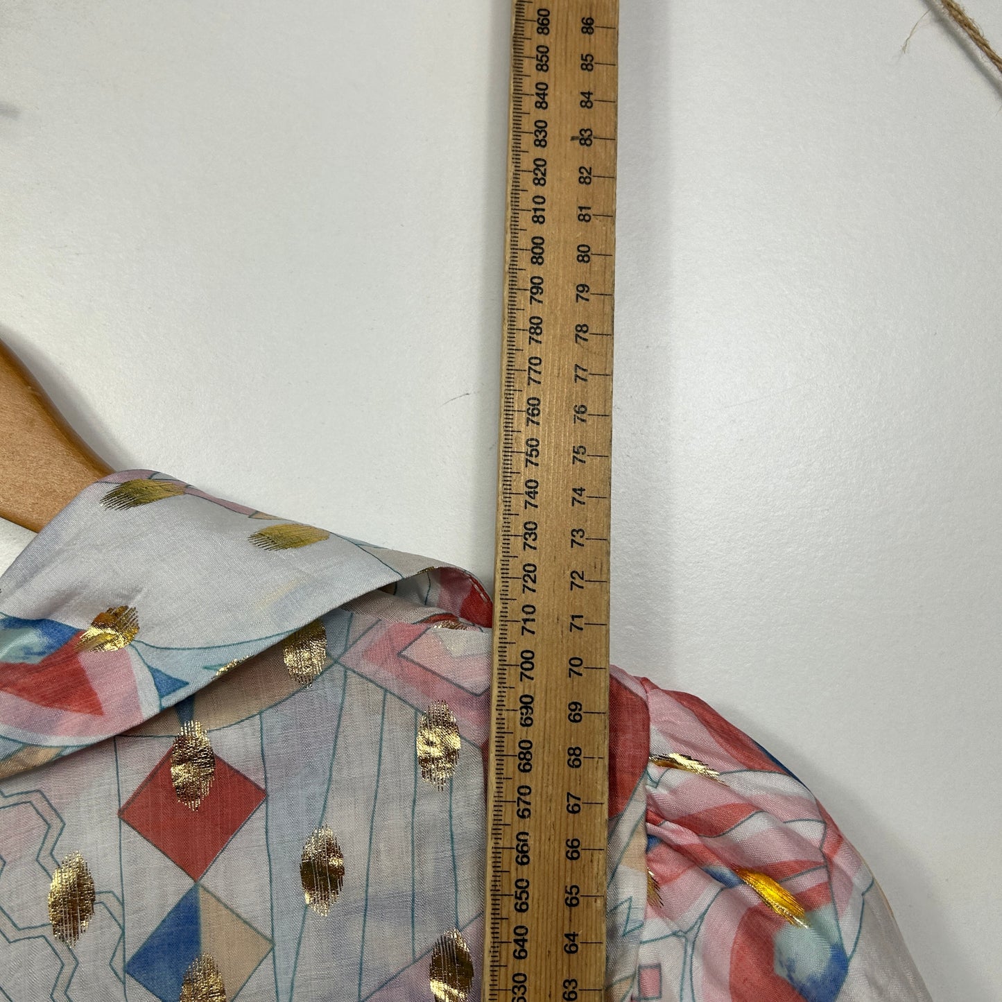 Cindy & Sami Geometric Print Blouse with Gold Accents - Size 16