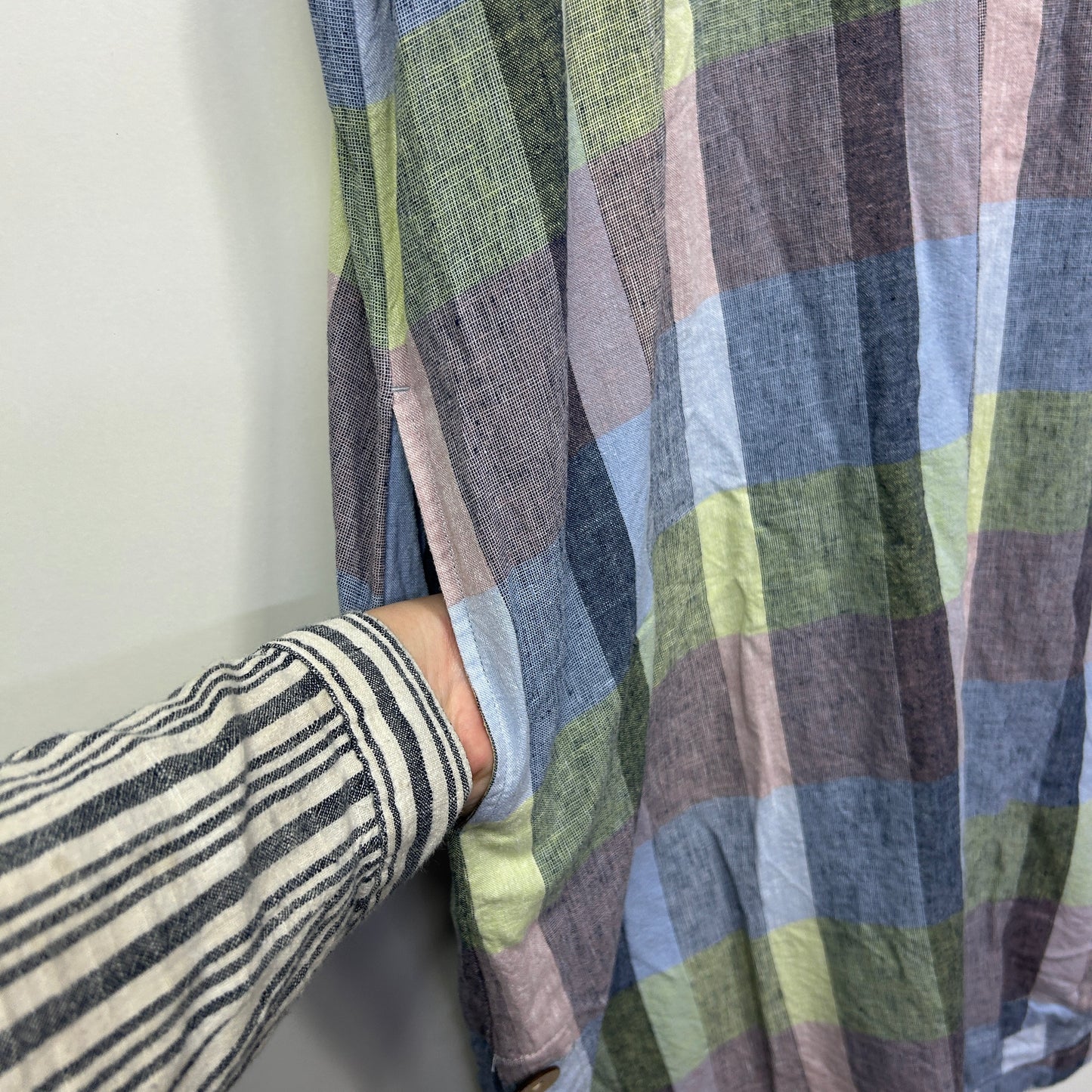 Regatta Linen-Blend Striped Tunic Dress with Pockets - Size 16